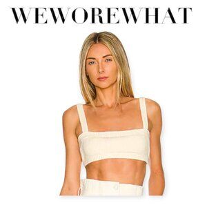 Sleeveless Neutral Cream Ribbed Boxy Knit Tank by WeWoreWhat L